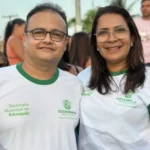 prefeita de Goianinha Nira Galvão e seu vice Duda em evento da prefeitura foto reprodução