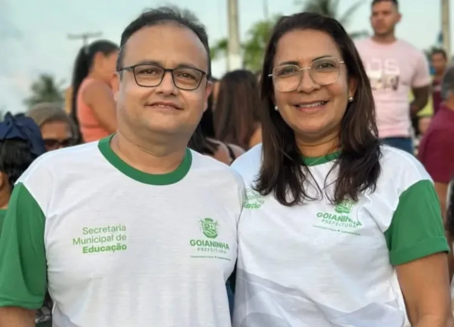 prefeita de Goianinha Nira Galvão e seu vice Duda em evento da prefeitura foto reprodução