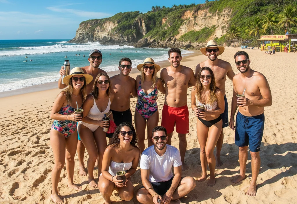 Argentinos em praia foto IA